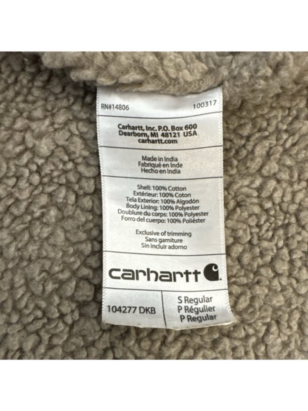 VTG Carhartt Brown Canvas Duck Sherpa Lined Vest Full Zip Size Small - Picture 9 of 9